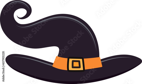 Cartoon cute witch hat for Halloween holiday design concept element.