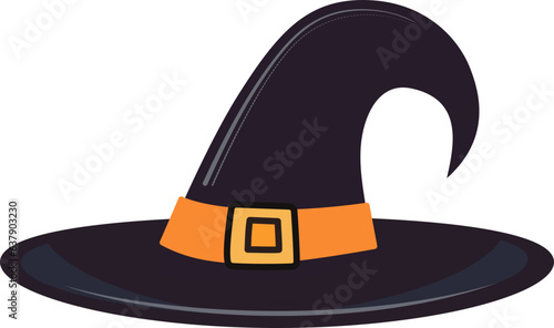 Cartoon cute witch hat for Halloween holiday design concept element.
