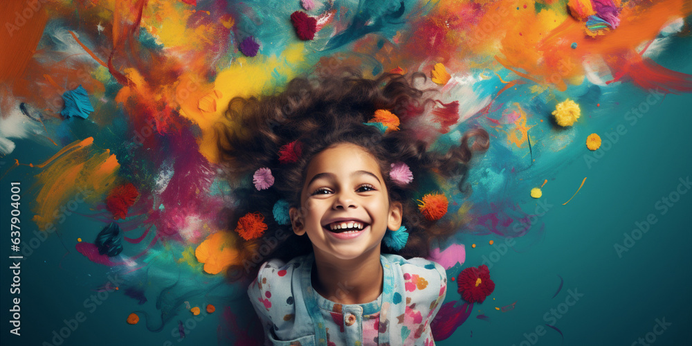 vibrant portrait of a teenager feeling creative. 