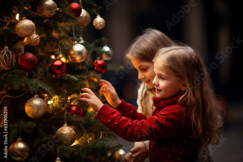 Children are waiting and celebrating Christmas and New Year. 
