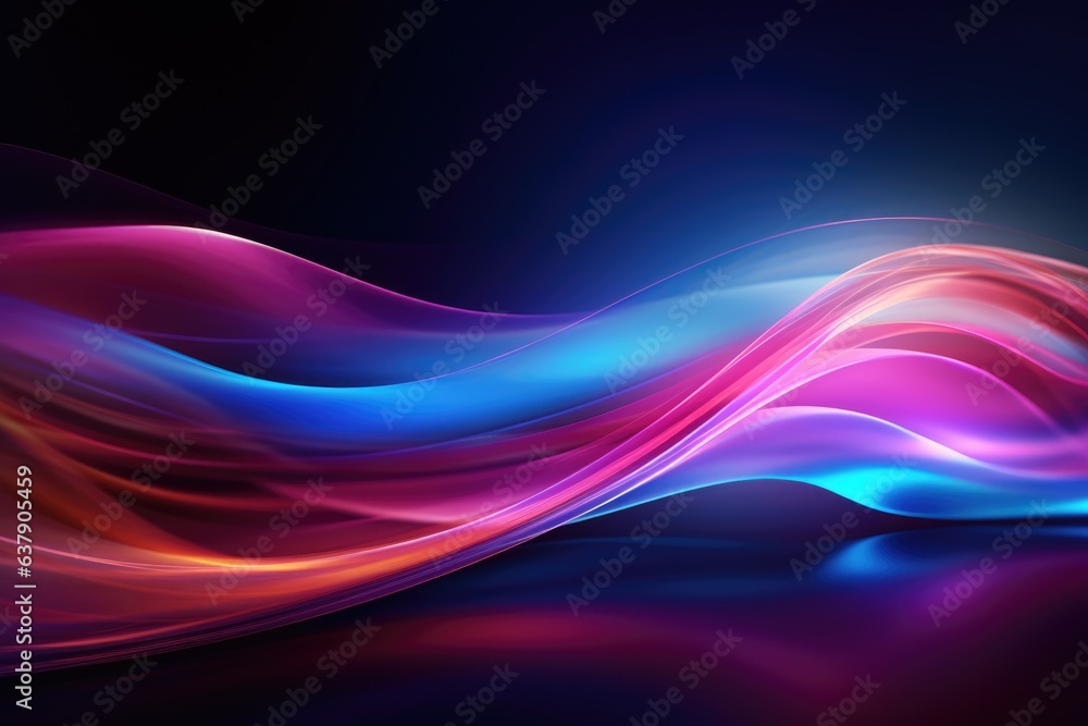 A vibrant and mesmerizing wave of colorful light on a dark backdrop A vibrant and mesmerizing wave of colorful light on a dark backdrop