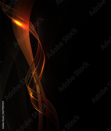 Isolated wave of a golden hue with a fine mesh texture on a black background