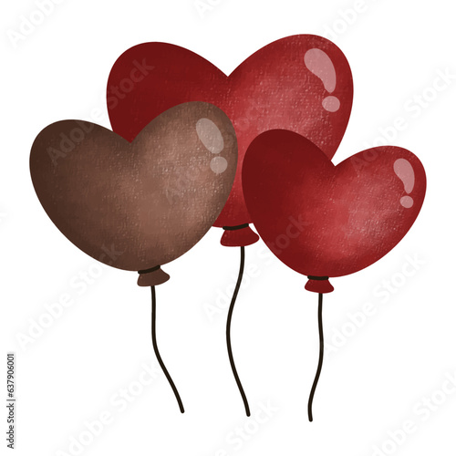 Set of Heart Balloons,air balloon,Gift,heart cartoon,pink,red,cute, vector ,illustration,hand drawn,graphic,cartoon