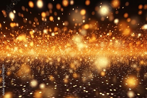 Gold bokeh light background  Christmas glowing bokeh confetti and sparkle texture overlay for your design. Sparkling gold dust abstract golden luxury decoration background.