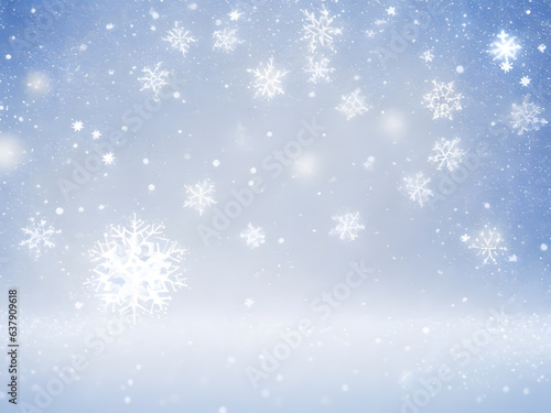 christmas background with snowflake and snow dreamy frozen style © COOL