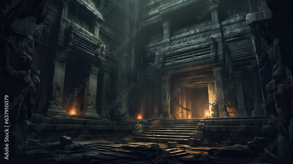 Obraz premium Ancient Mayan style underground temple by AI