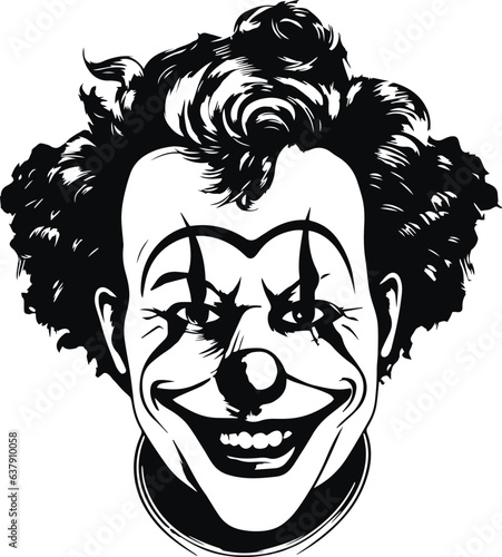 Scary clown head, evil clown halloween, Vector illustration, SVG