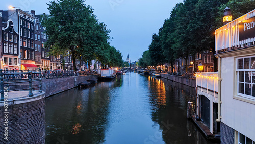 Channel in the center of Amsterdam on Holland