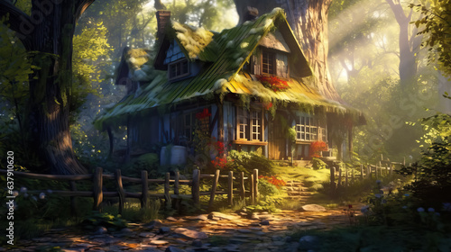 Magic cozy house in the forest by AI © Daniil