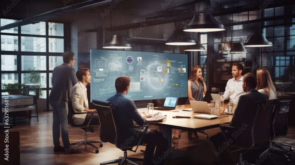 Team of passionate innovators are working in office. Beautiful illustration picture. Generative AI Team of passionate innovators are working in office. Beautiful illustration picture. Generative AI