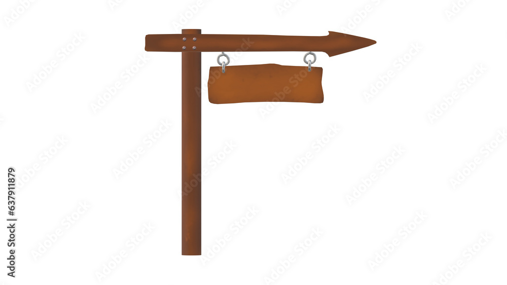 Signage, wood, directions. Wood texture. Space to write your message. Illustration. Arrow pointing. Hanging chain. White background. Signage, wood, directions. Wood texture. Space to write your message. Illustration. Arrow pointing. Hanging chain. White background.