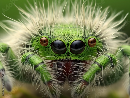 Portrait of a Jumping spider. Generative AI