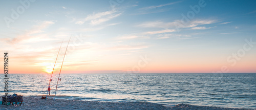 sunset over the baltic sea in poland photo