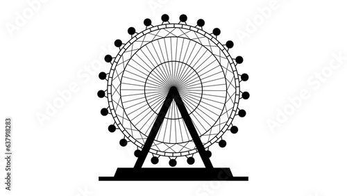 Ferris Wheel Silhouette Animation Transparent Background Seamless Loop
