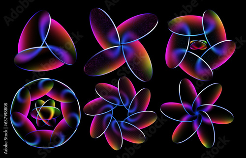 Translucent gradient glass disks abstract illustration set