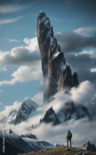mountain snowy landscape, Artistic conception of beautiful landscape © Frozen Design