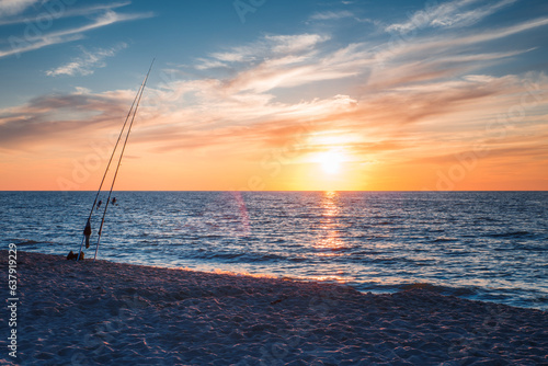 sunset over the baltic sea in poland photo