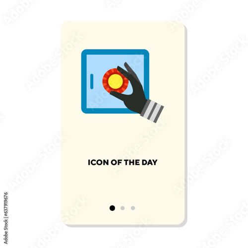 Breaking and cracking into safe flat icon. Safe, robbery, bank isolated vector. Criminality and equipment concept. Vector illustration symbol elements for web design and apps
