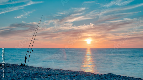 sunset over the baltic sea in poland photo