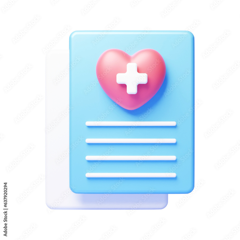 Fototapeta premium 3d medical health prescription concept icon illustration or 3d medical clipboard report icon 