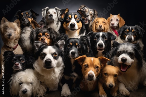Many dogs of different breeds looking at camera © Celina