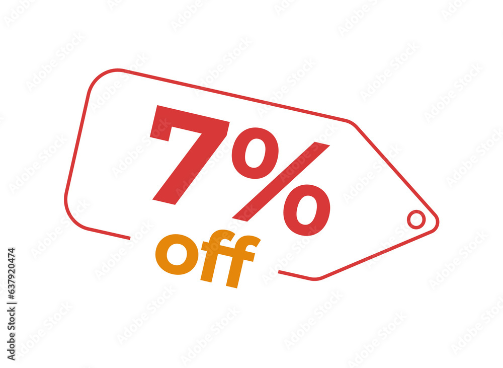 7, 7%, 7% OFF, 7% de desconto, Desconto OFF, Promoção, etiqueta de desconto, etiqueta de preço 7, 7%, 7% OFF, 7% de desconto, Desconto OFF, Promoção, etiqueta de desconto, etiqueta de preço