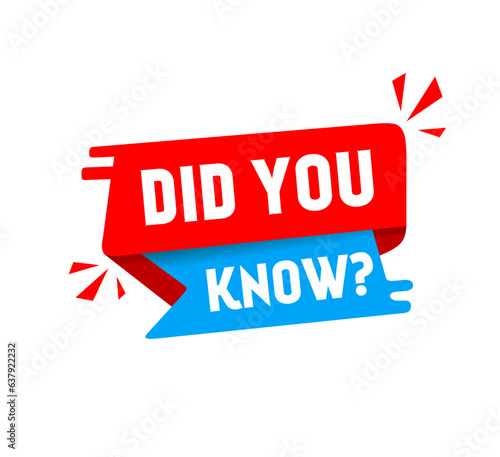 Did You Know label design with megaphone icon. Banner for education, business, advertising. Vector.
