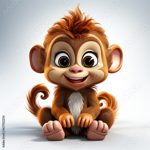 A cute 3d cartoon monkey animal