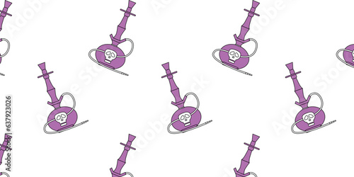 pattern with hookah and skull on white background