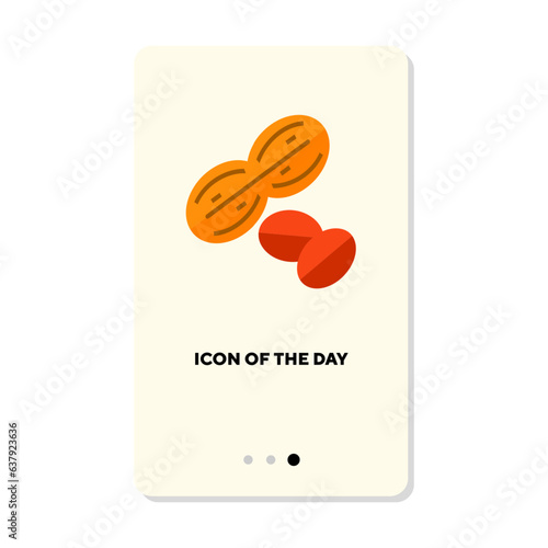 Eatable nuts and peanuts flat icon. Fat, diet, antioxidant isolated vector. Food and health concept. Vector illustration symbol elements for web design and apps