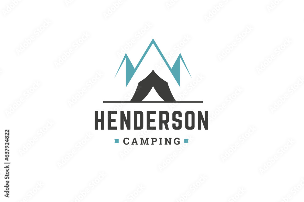 Camping tent with mountain natural summer adventure expedition logo design template vector Camping tent with mountain natural summer adventure expedition logo design template vector