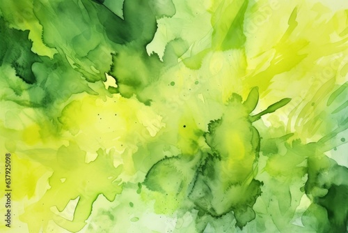 A vibrant painting with green and yellow colors