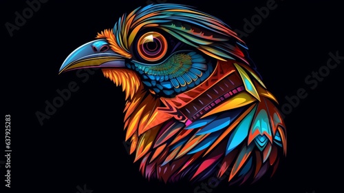 a hip colorful Quail head design with a futuristic fee.Generative AI