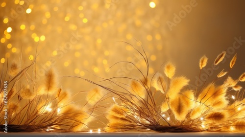 A close up of a bunch of flowers with lights in the background