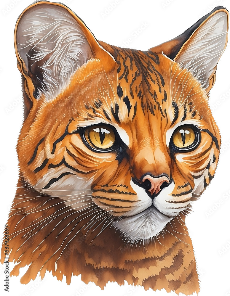 Obraz premium african golden cat head 2 line icon