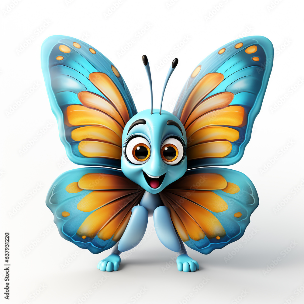 Obraz premium A cute 3d cartoon butterfly