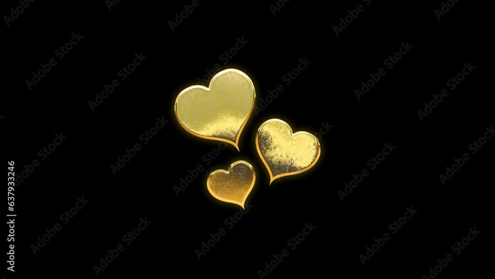 Heart shape symbols icons gold golden