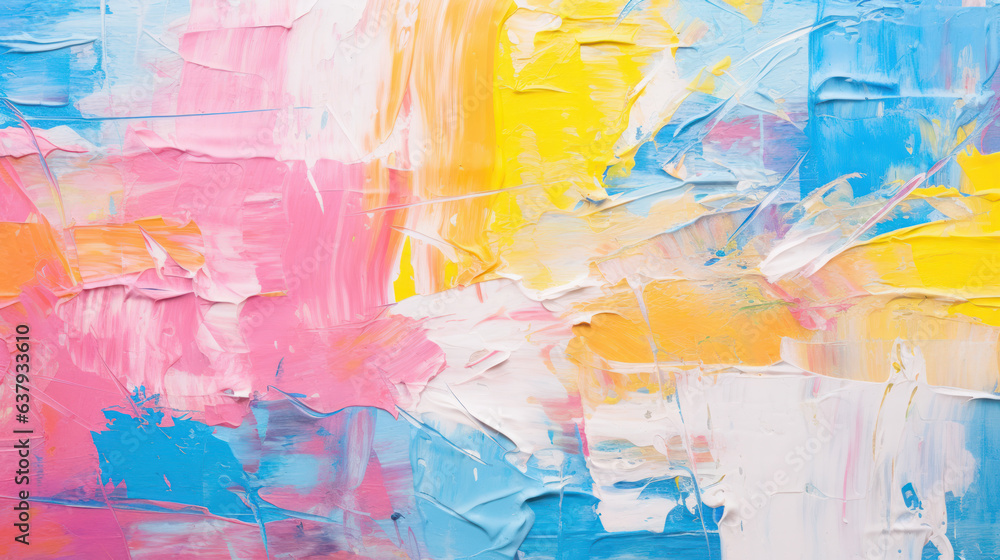 Fototapeta premium Abstract art colorful multicolored art painting texture, with oil brushstrokes, pallet knife paint on canvas, and Rough brushstrokes of paint.