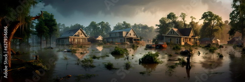 muddy floodwaters following heavy rainfall and inadequate flood management. Generative AI