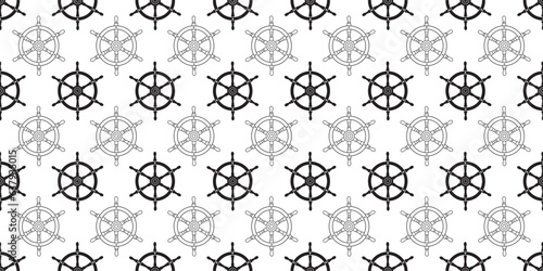 black white ship wheel seamless pattern