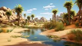 Desert oasis. Beautiful illustration picture. Generative AI