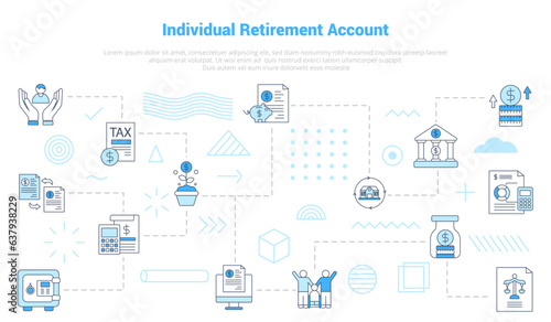 ira individual retirement account concept with icon set template banner with modern blue color style