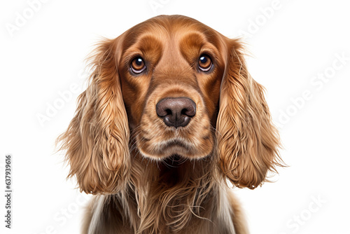 Portrait of Cocker Spaniel dog on white background