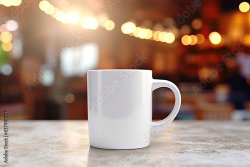 White blank mug mockup photo realistic illustration - Generative AI.