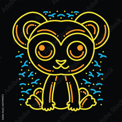 Premium Monoline Colorful Cute Monkey Vector Graphic Design illustration Vintage style Emblem Symbol and Icon