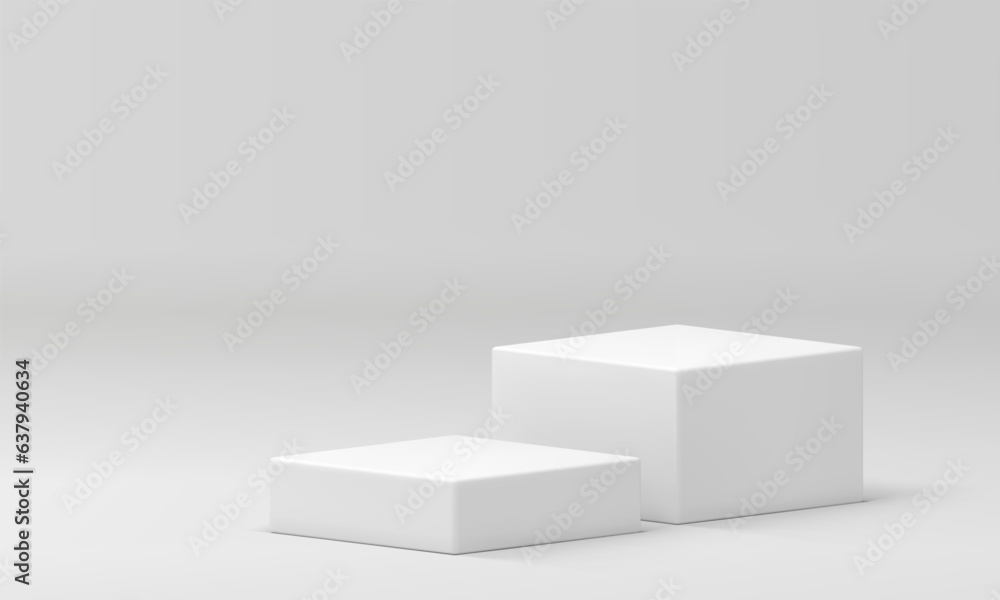 White 3d podium squared stairs with steps platform at neutral studio background vector illustration White 3d podium squared stairs with steps platform at neutral studio background vector illustration