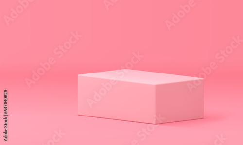 3d podium pink rectangle platform stand mock up for cosmetic product show presentation vector