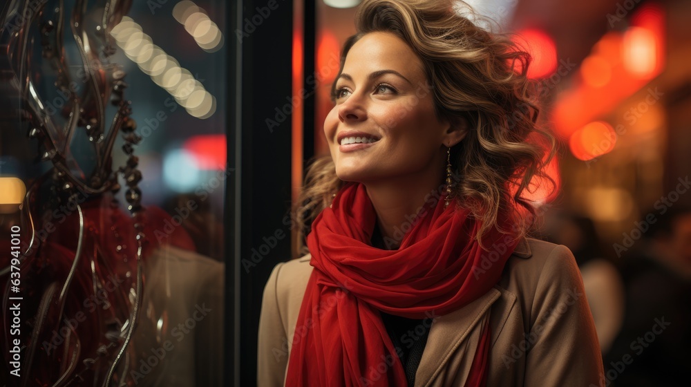 A woman out for Christmas shopping A woman out for Christmas shopping