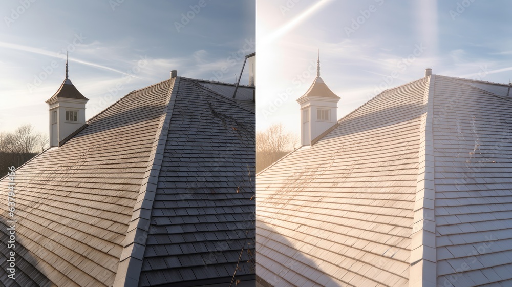 Before and after roof maintenance - obrazy, fototapety, plakaty 