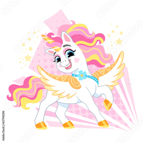 Cute cartoon character happy unicorn vector illustration 19